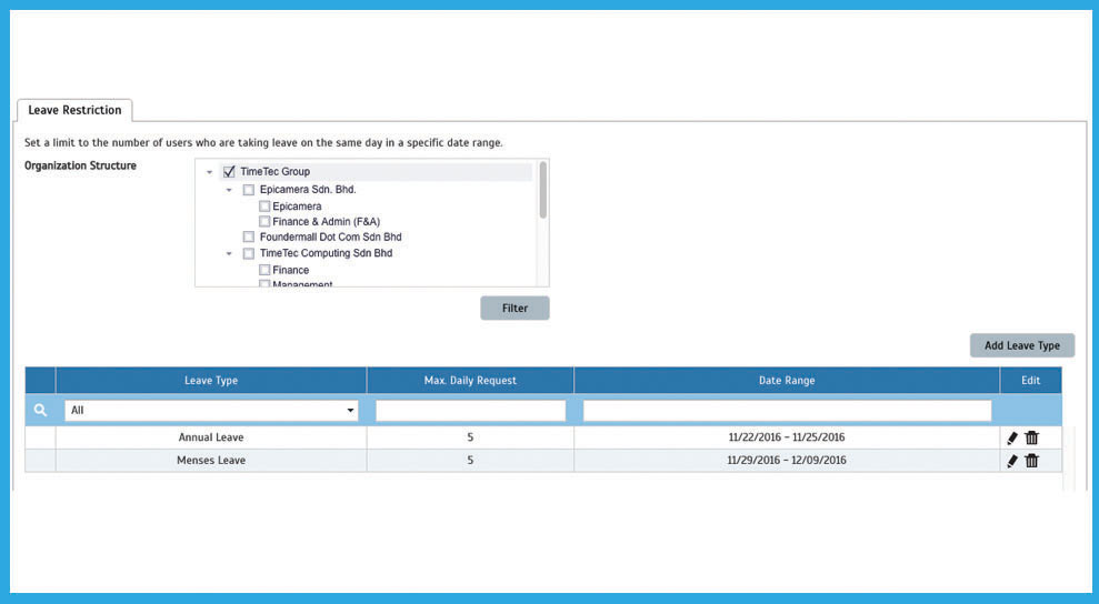 TIMETEC LEAVE KEY FEATURES