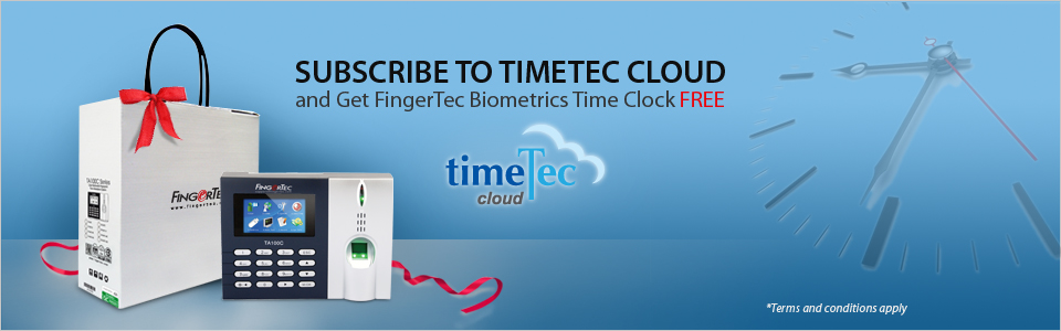 Subscribe to TIMETEC CLOUD and Get FingerTec Biometrics Time Clock FREE